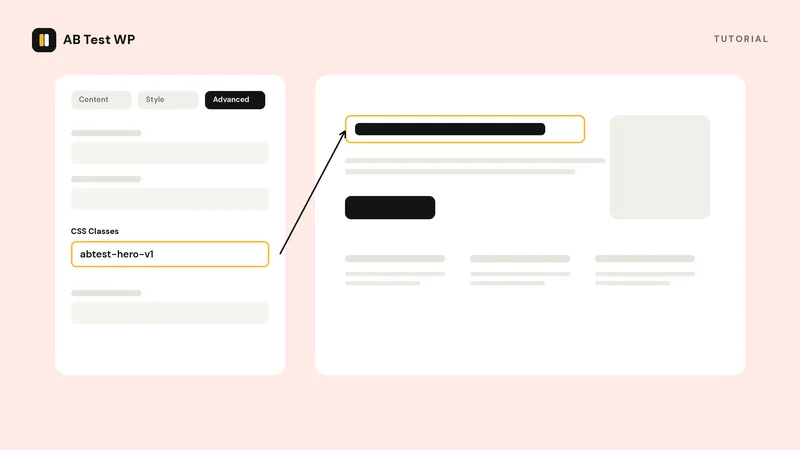 A page builder's CSS Classes field holding the variant class, beside the page headline it targets.